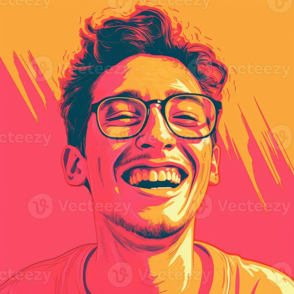 a man with glasses and a smile on his face generative ai photo