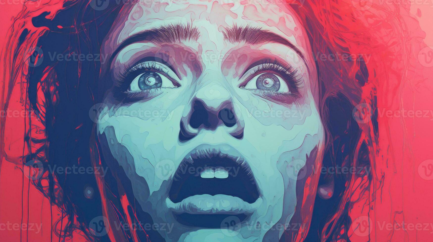 a painting of a woman with blood dripping from her face generative ai photo