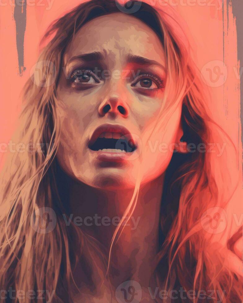 a painting of a woman with her mouth open generative ai photo