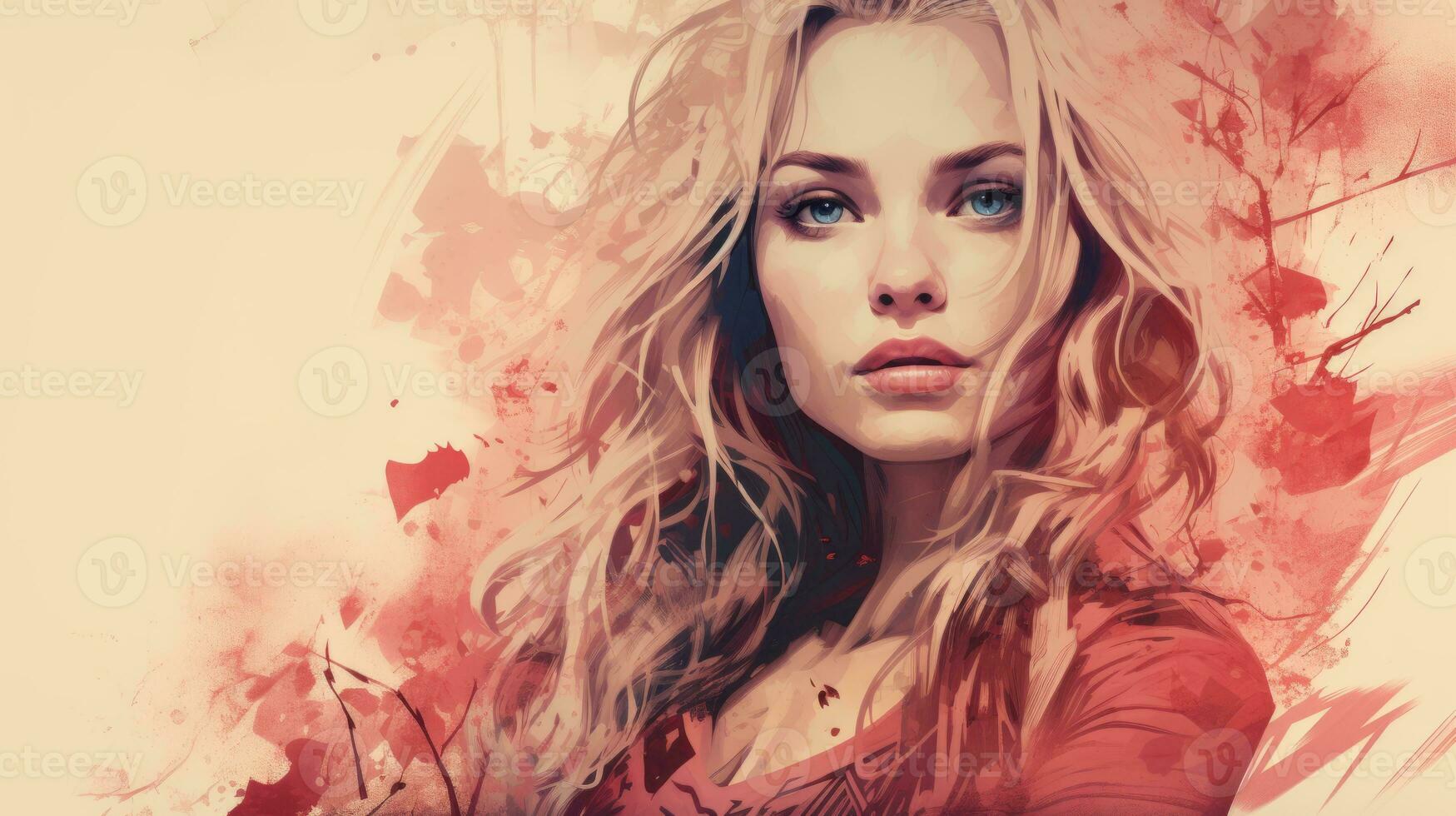 a painting of a woman with long blonde hair generative ai photo