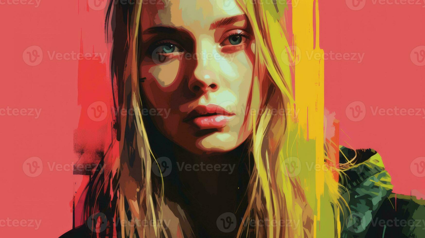 a painting of a woman with long blonde hair generative ai photo