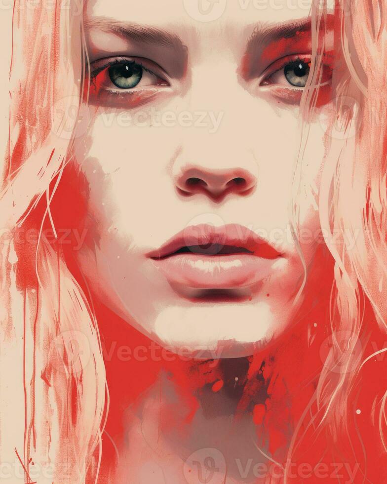 a painting of a woman with long blonde hair generative ai photo