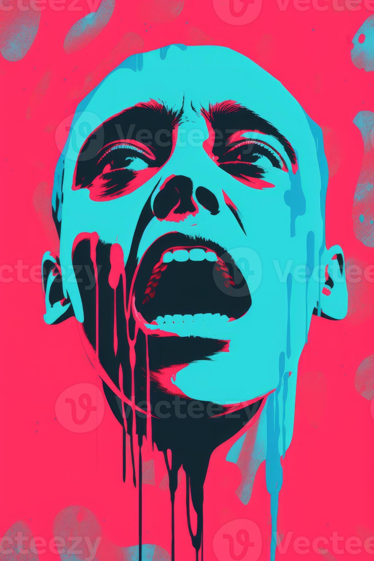 a painting of a womans face with dripping paint on it generative ai