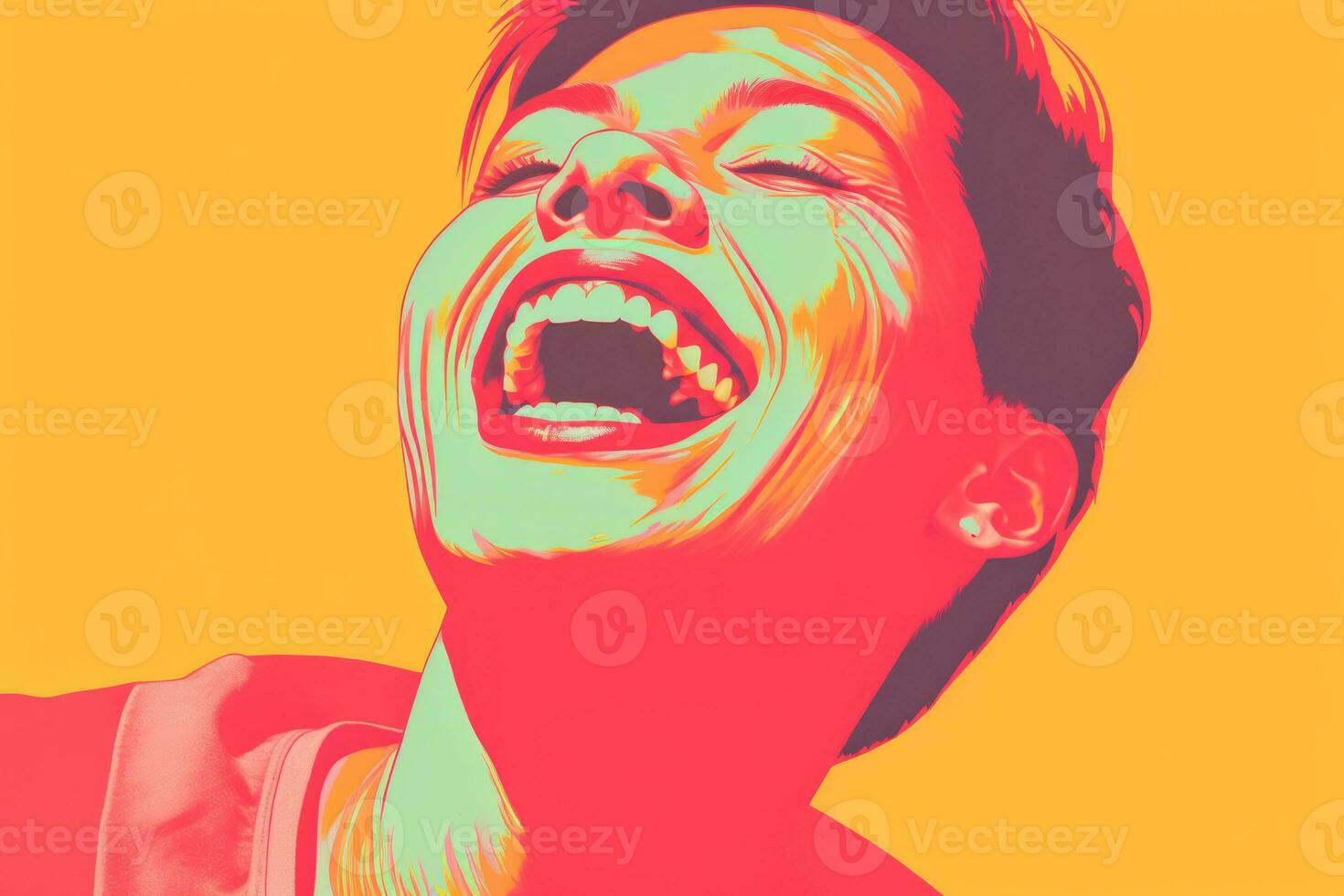 a pop art image of a woman laughing generative ai photo