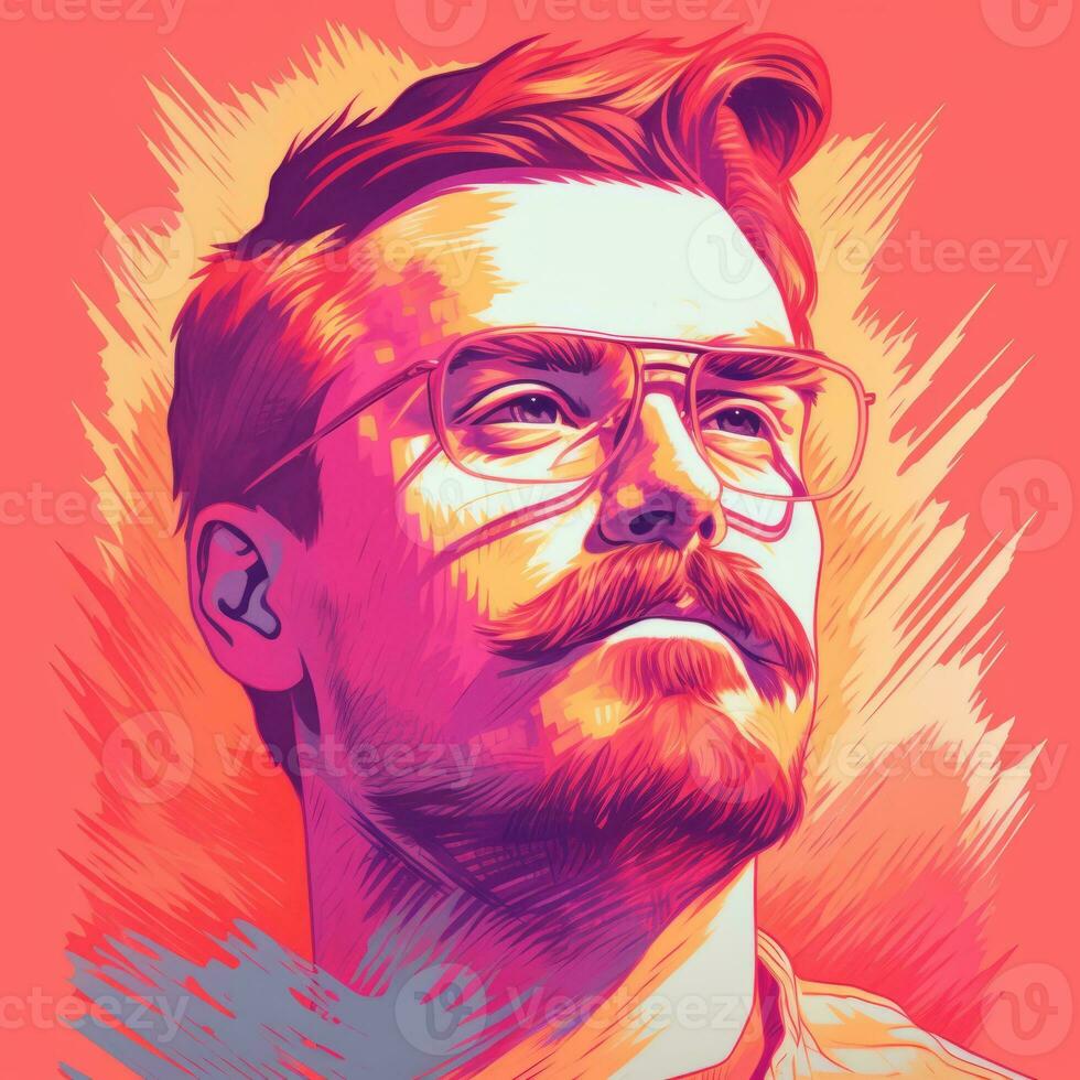 a portrait of a man with glasses and a mustache generative ai photo