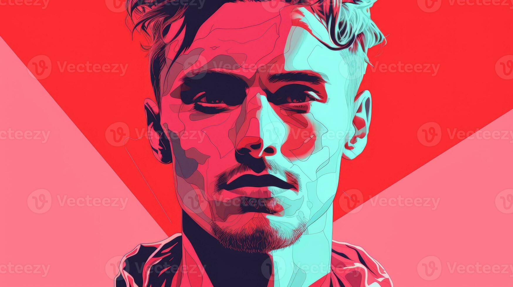 a portrait of a man with a red and blue background generative ai photo