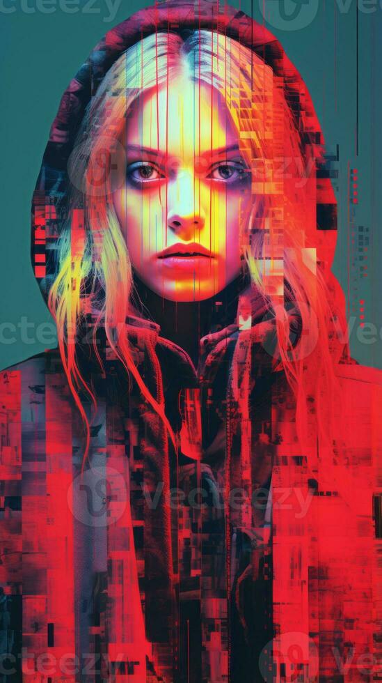 a poster for the movie the girl with the dragon tattoo with a woman in a hoodie generative ai photo