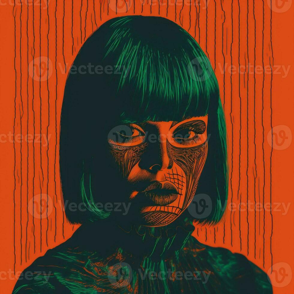 a poster with a womans face on it generative ai photo