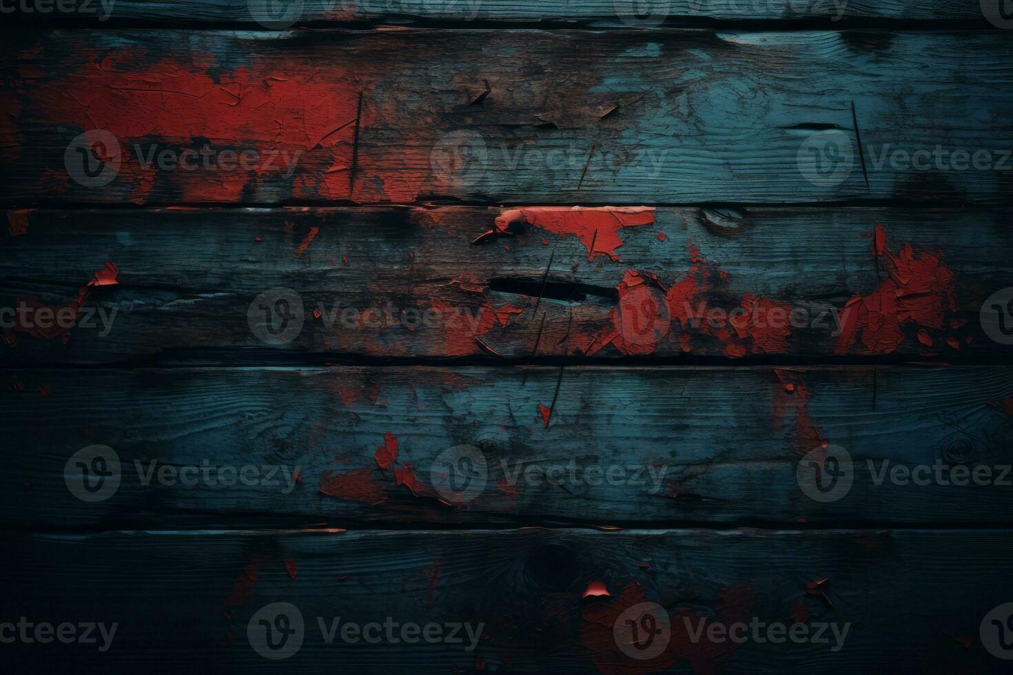 a red paint splattered on a wooden wall generative ai photo