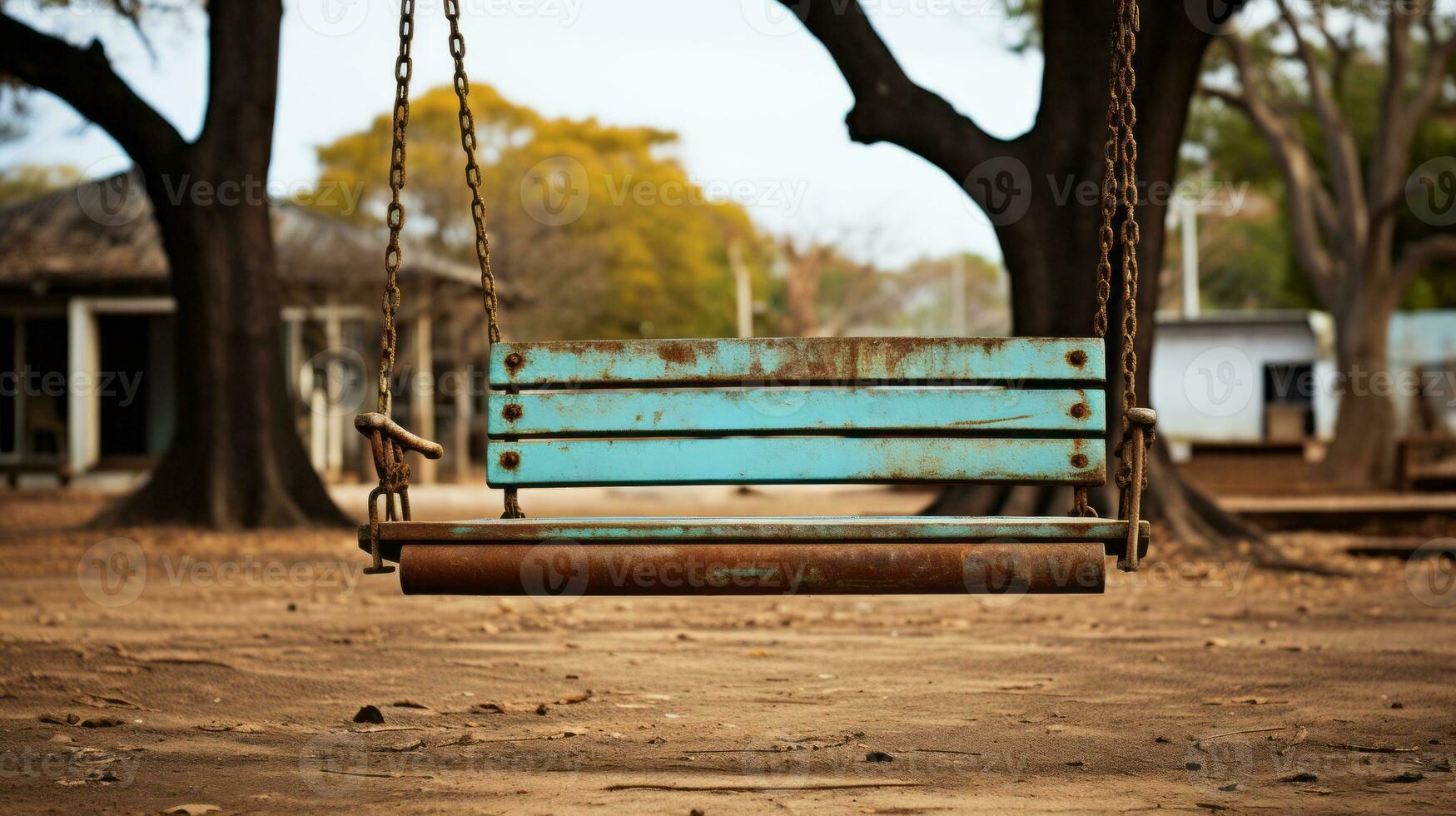 a swing hanging from a tree in a park generative ai photo