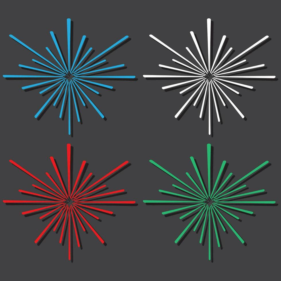 Fireworks vector illustration cartoon with shadows. fireworks mascot element set