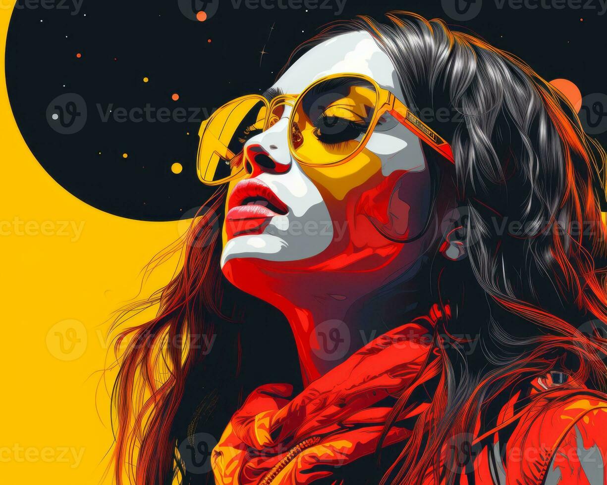 a woman wearing sunglasses and a red scarf generative ai photo