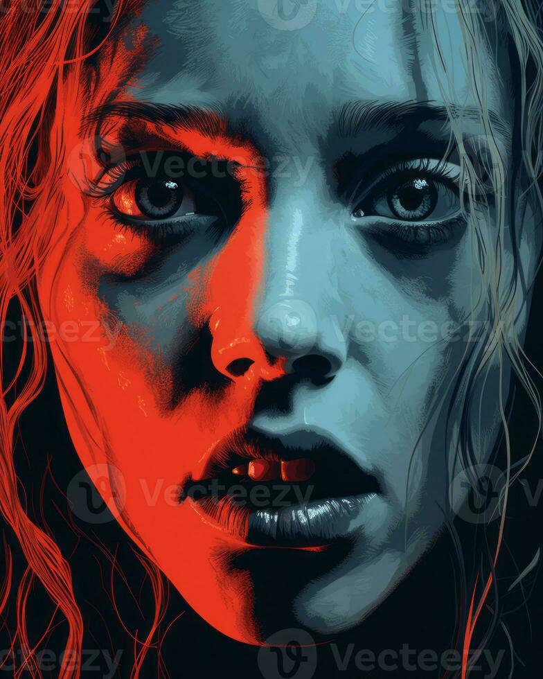 a woman with blue eyes and red hair generative ai photo