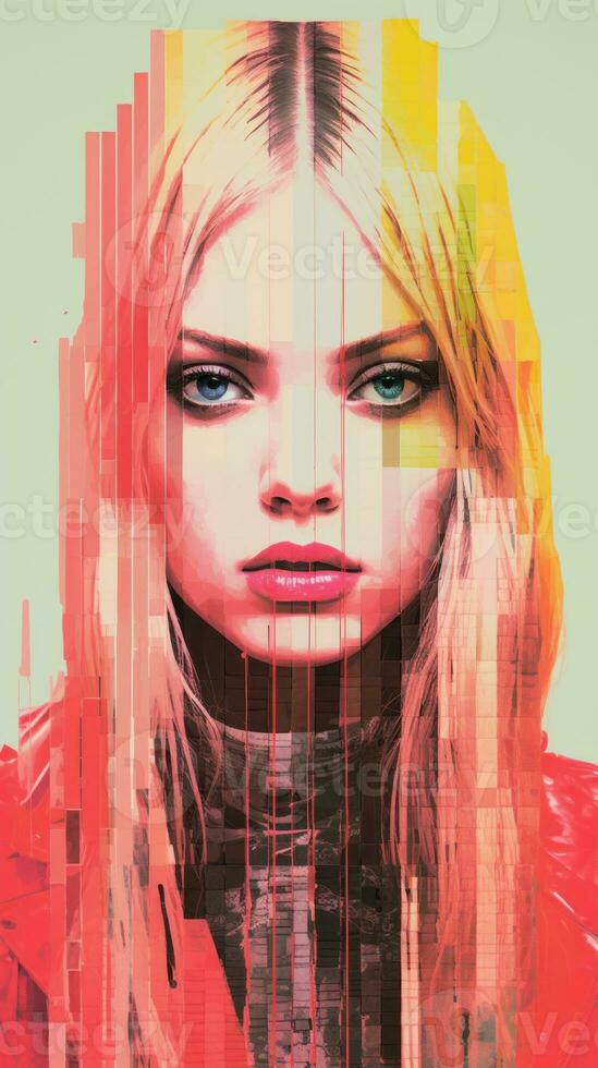 a woman with long blonde hair is shown in an abstract painting generative ai photo