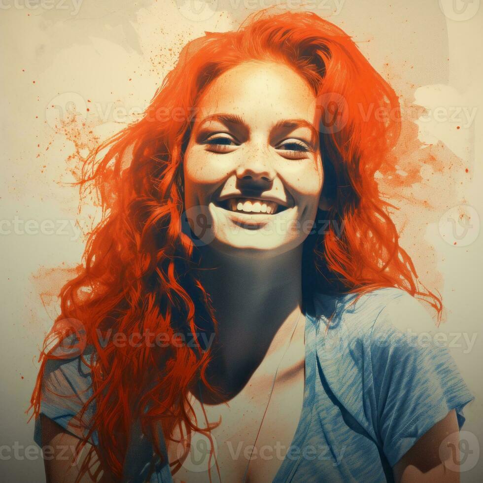 a woman with red hair is smiling generative ai photo