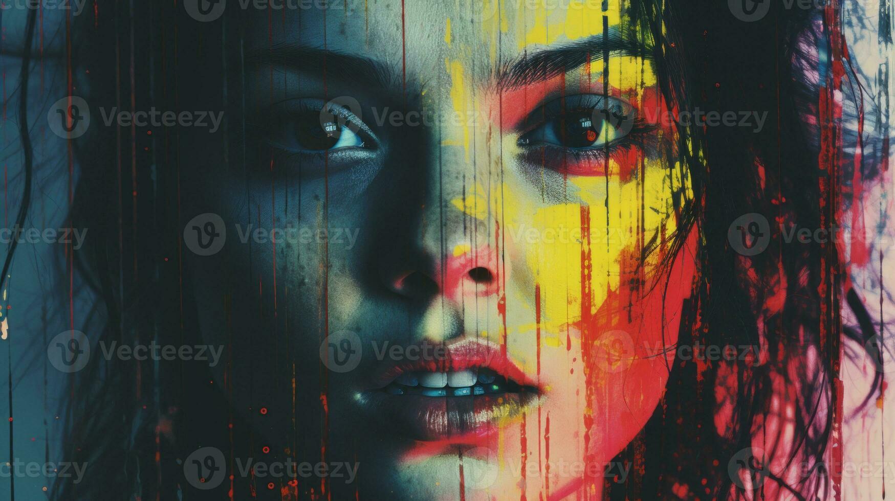 a womans face is covered in paint generative ai photo