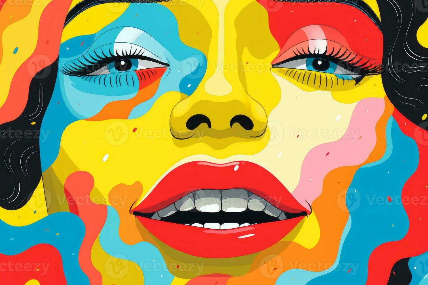 a womans face is painted with colorful paint generative ai photo