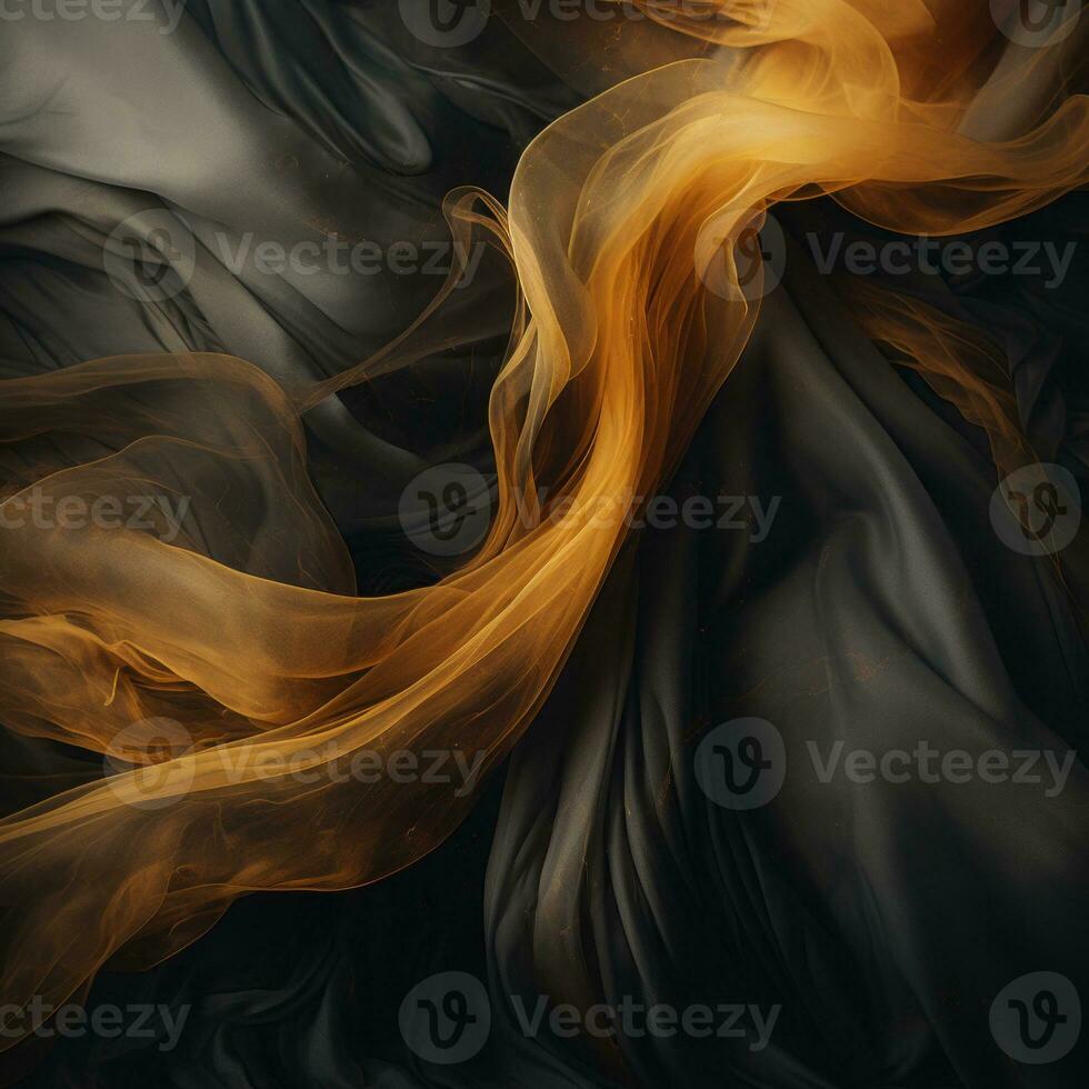 an abstract image of a black and gold fabric generative ai photo