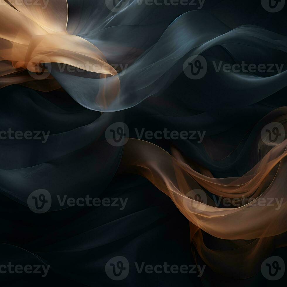an abstract image of a black and orange fabric generative ai photo