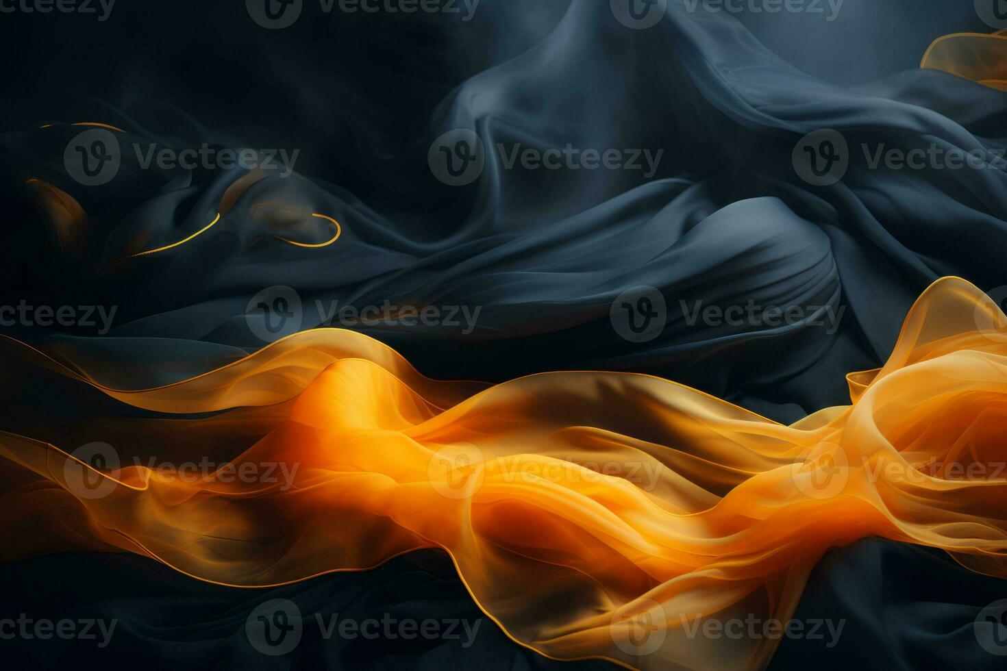an abstract image of a black and orange fabric generative ai photo