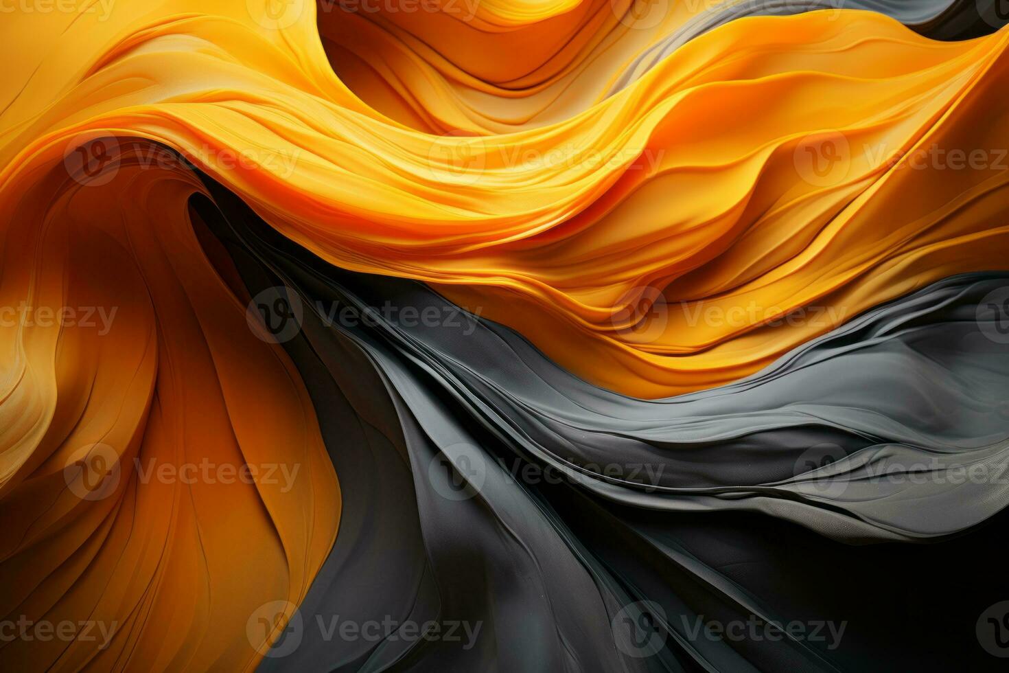 an abstract image of a black and orange fabric generative ai photo