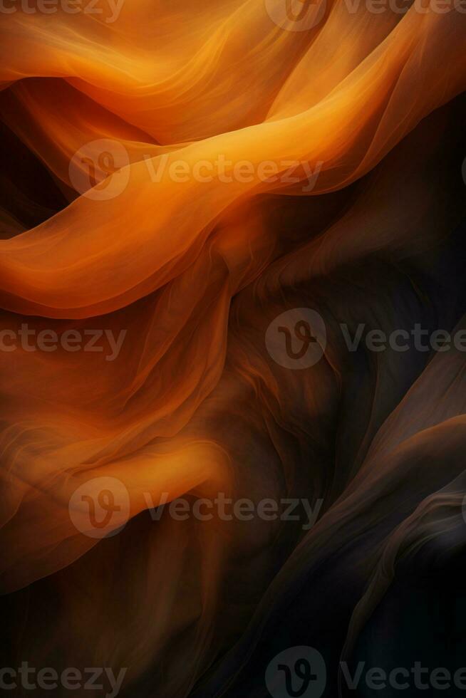 an abstract image of a black and orange fabric generative ai photo
