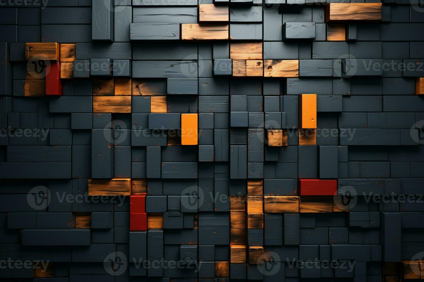 an abstract image of a wall made out of wooden blocks generative ai photo