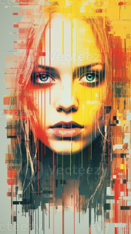 an abstract image of a womans face with a colorful background generative ai photo