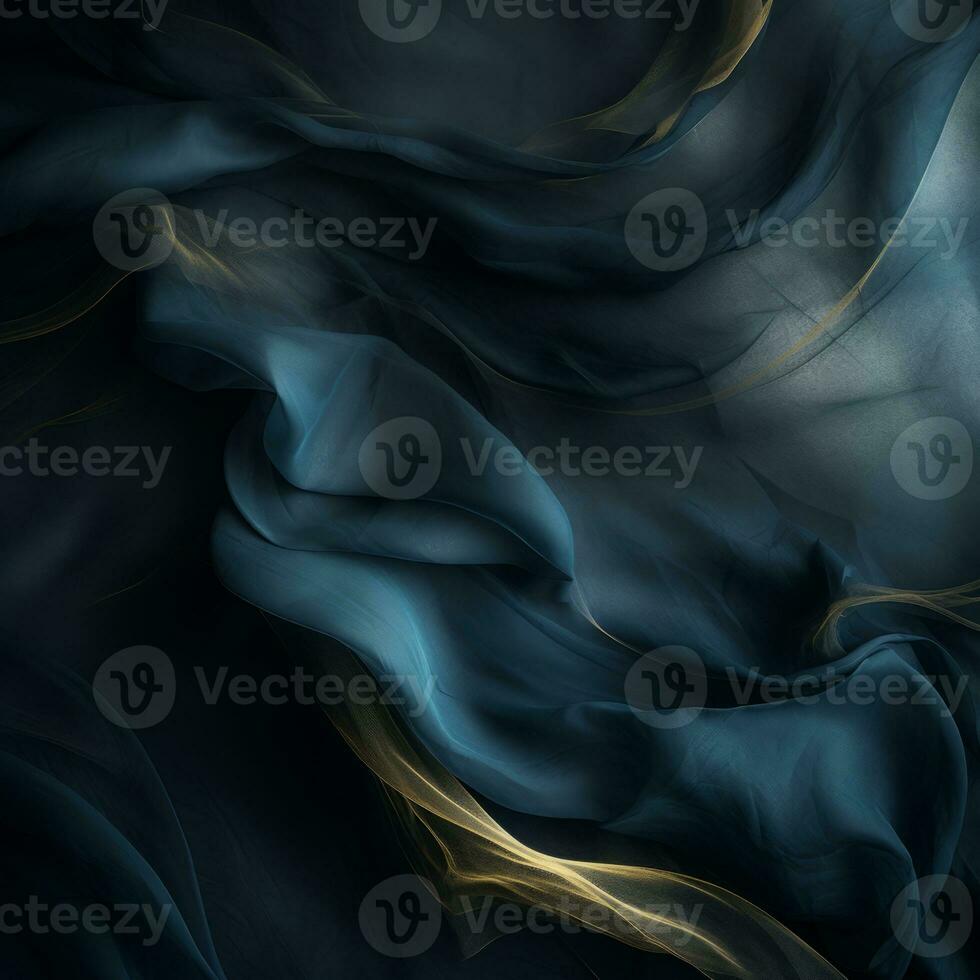 an abstract image of blue and gold fabric generative ai photo