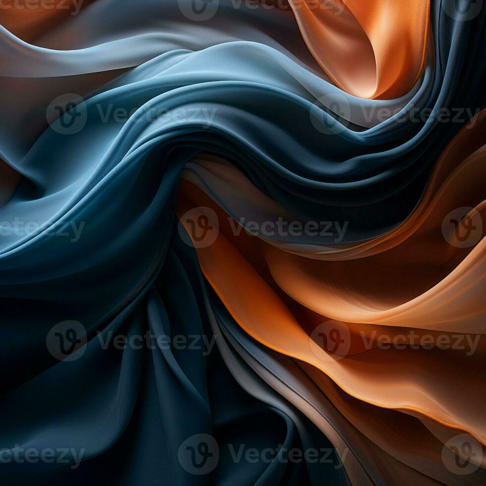 an abstract image of blue orange and black fabric generative ai photo