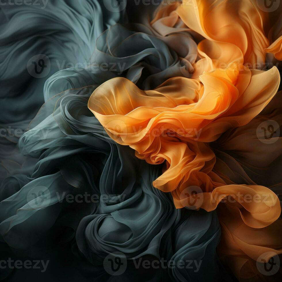 an abstract image of orange and black fabric generative ai photo