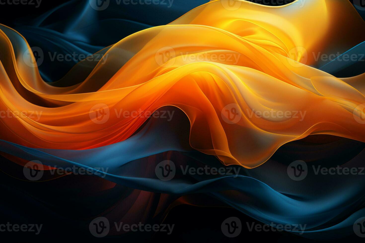 an abstract image of orange and blue waves generative ai photo