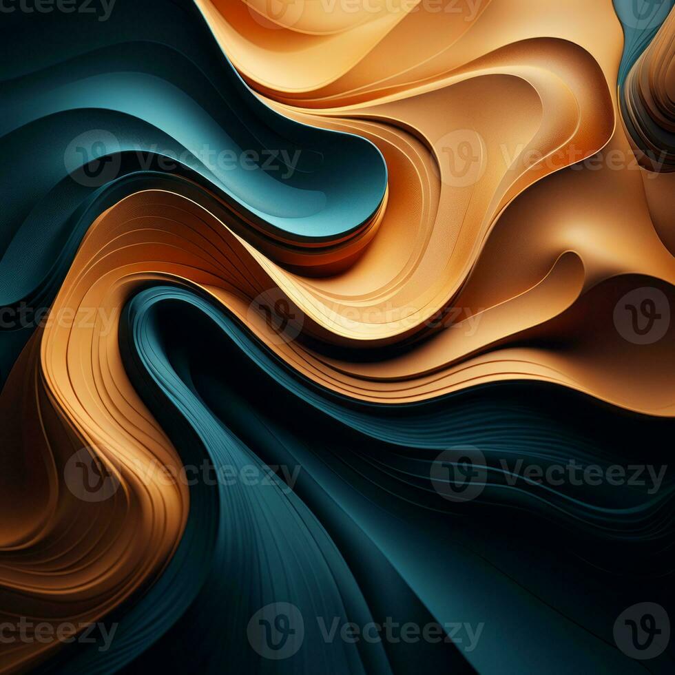 an abstract image of waves in blue orange and black generative ai photo