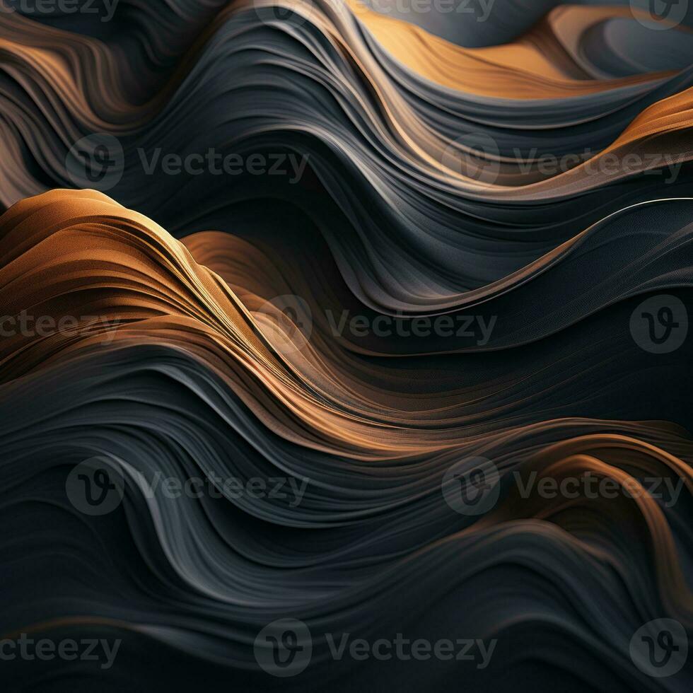 an abstract image of waves on a black background generative ai photo