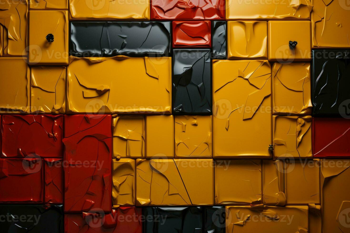 an abstract painting of red yellow and black squares generative ai photo