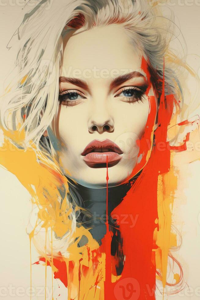 an artistic painting of a womans face generative ai photo