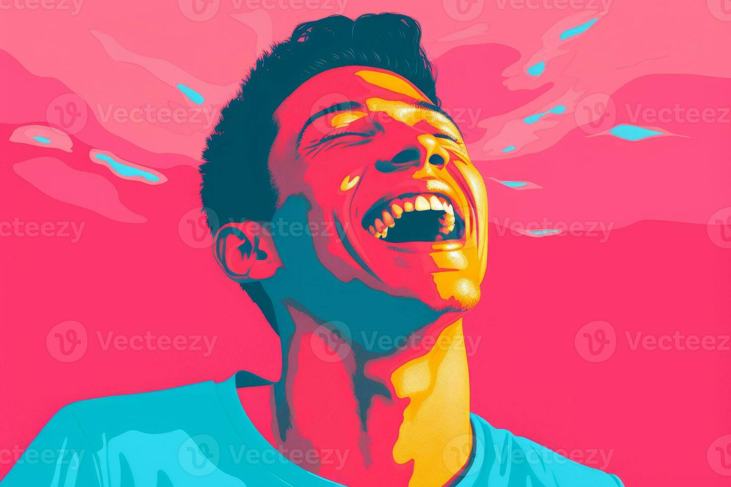 an illustration of a man laughing with his mouth open generative ai photo