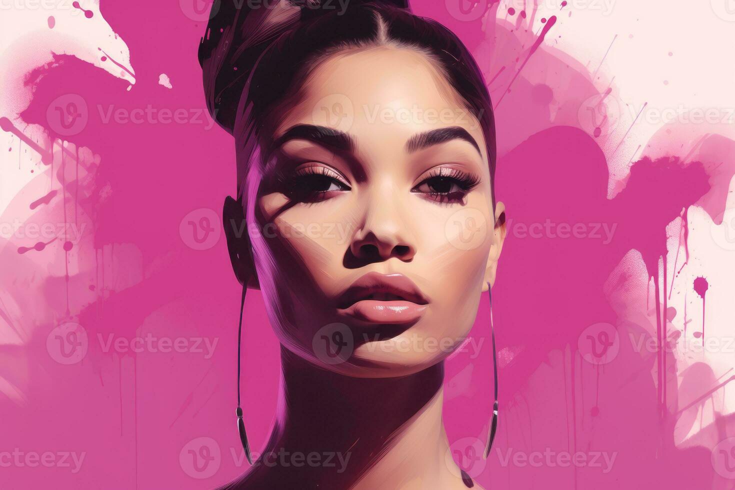 an illustration of a woman in a pink background generative ai photo