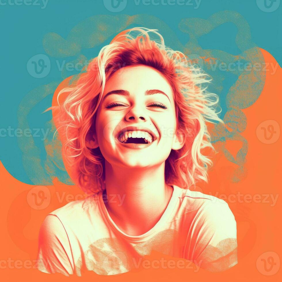 an illustration of a woman laughing generative ai photo