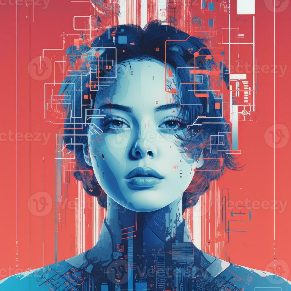 an illustration of a woman with a futuristic look generative ai photo