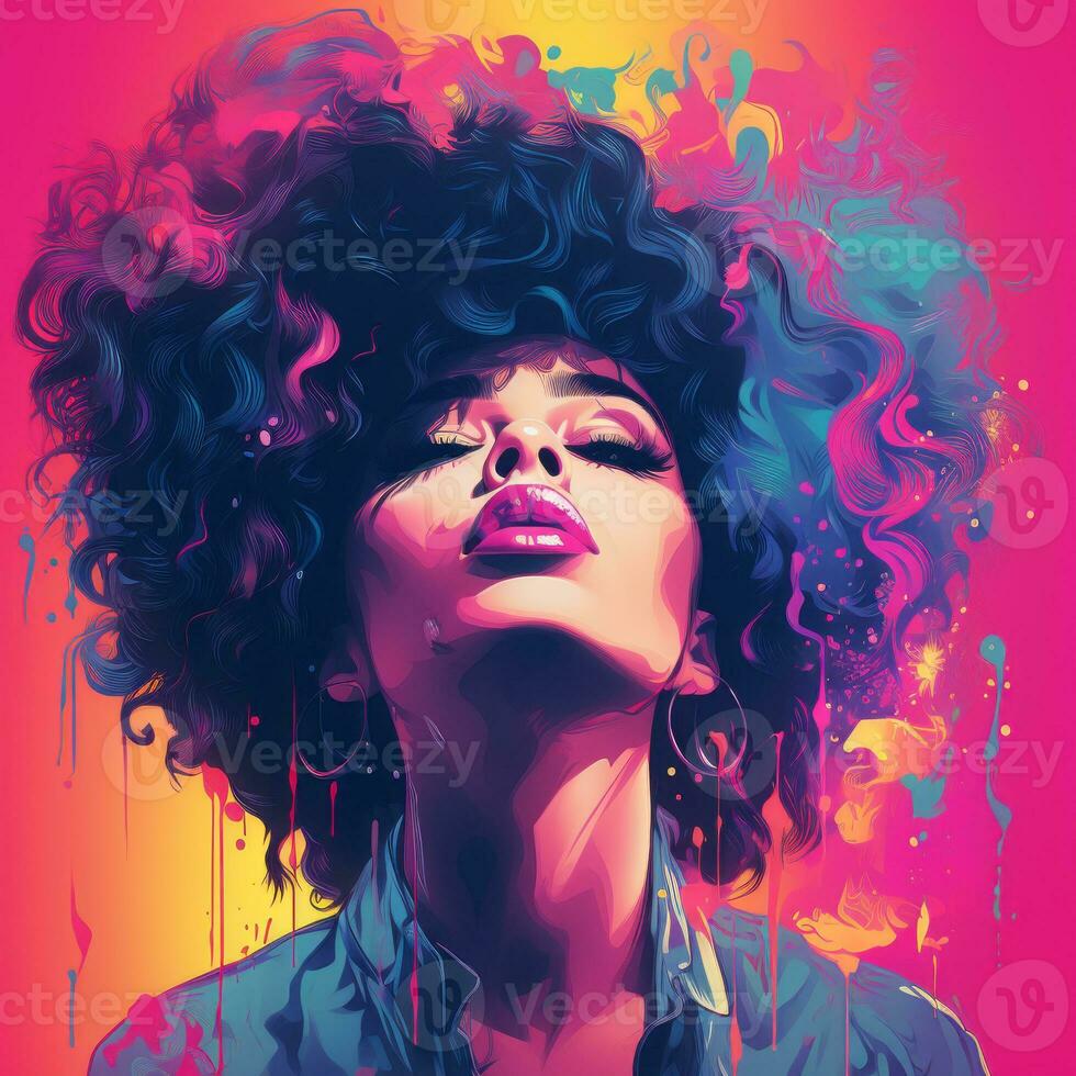 an illustration of a woman with an afro hairstyle generative ai photo