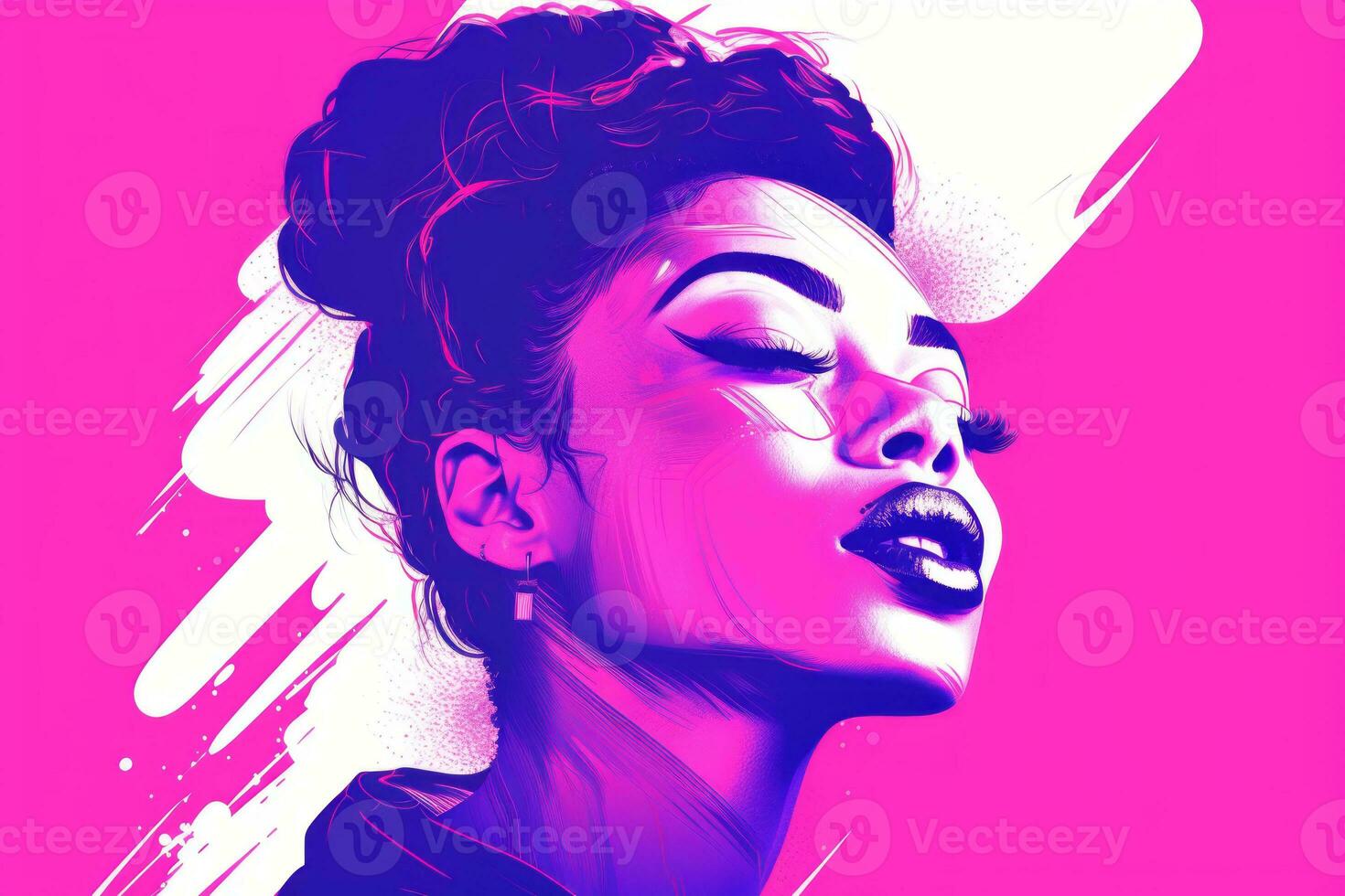 an illustration of a woman with purple paint on her face generative ai photo