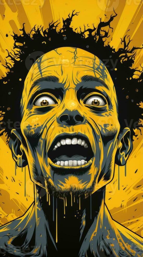 an illustration of a zombie man with his mouth open generative ai photo