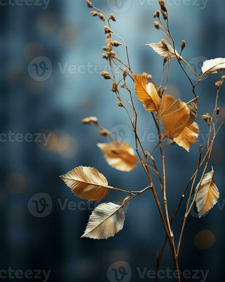 an image of a branch with leaves on it generative ai photo