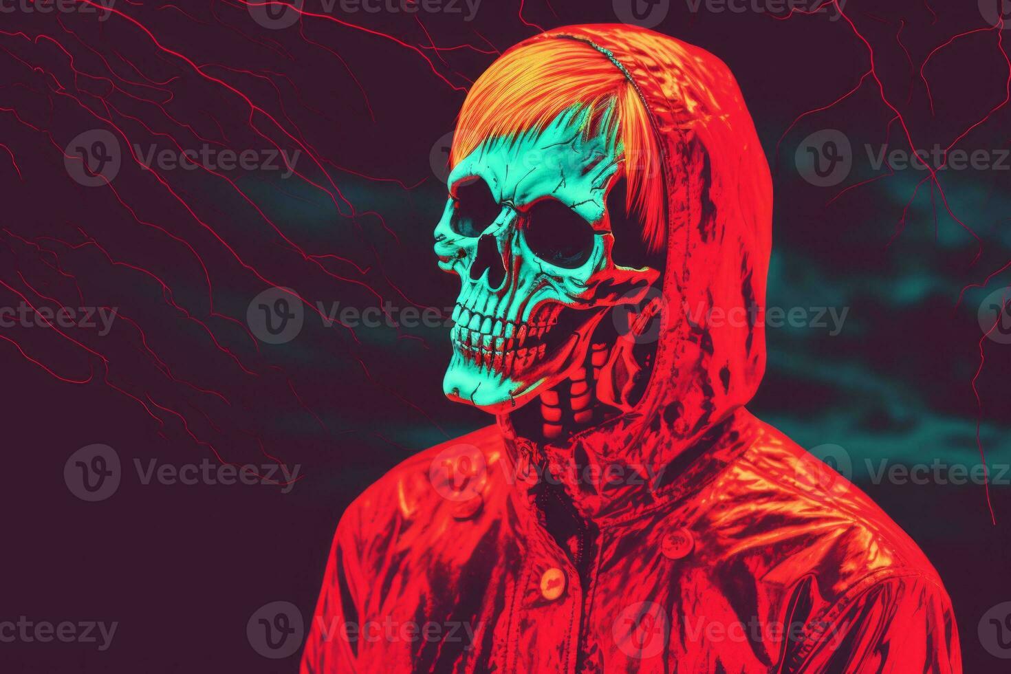 an image of a person wearing a hoodie with a skull on it generative ai photo