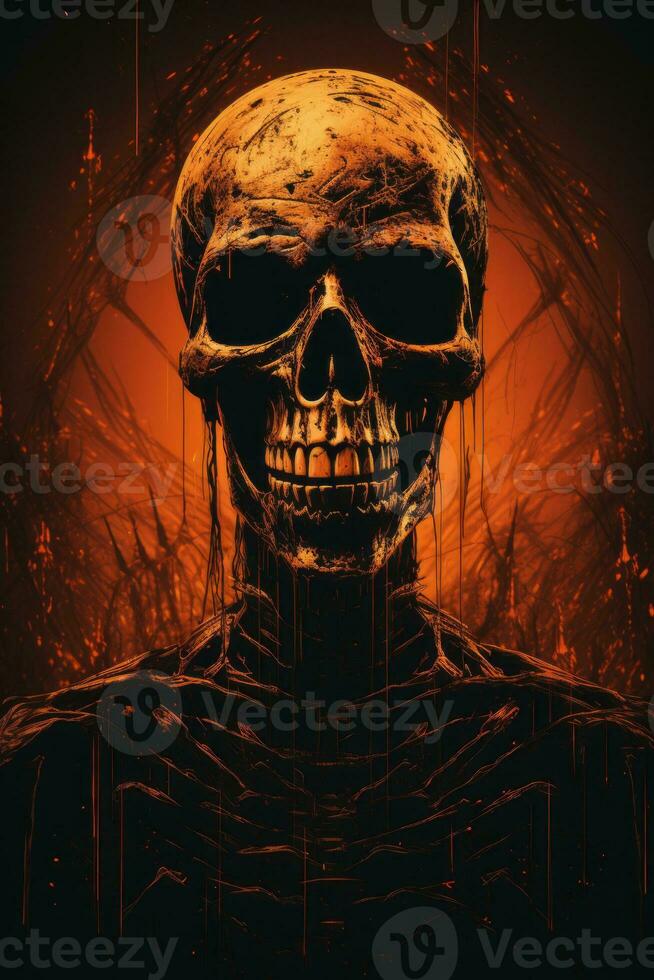 an image of a skull with flames coming out of it generative ai photo