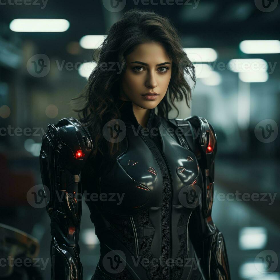 an image of a woman in a futuristic suit generative ai photo
