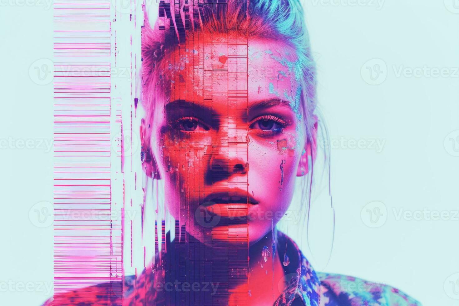 an image of a woman in front of a computer screen generative ai photo