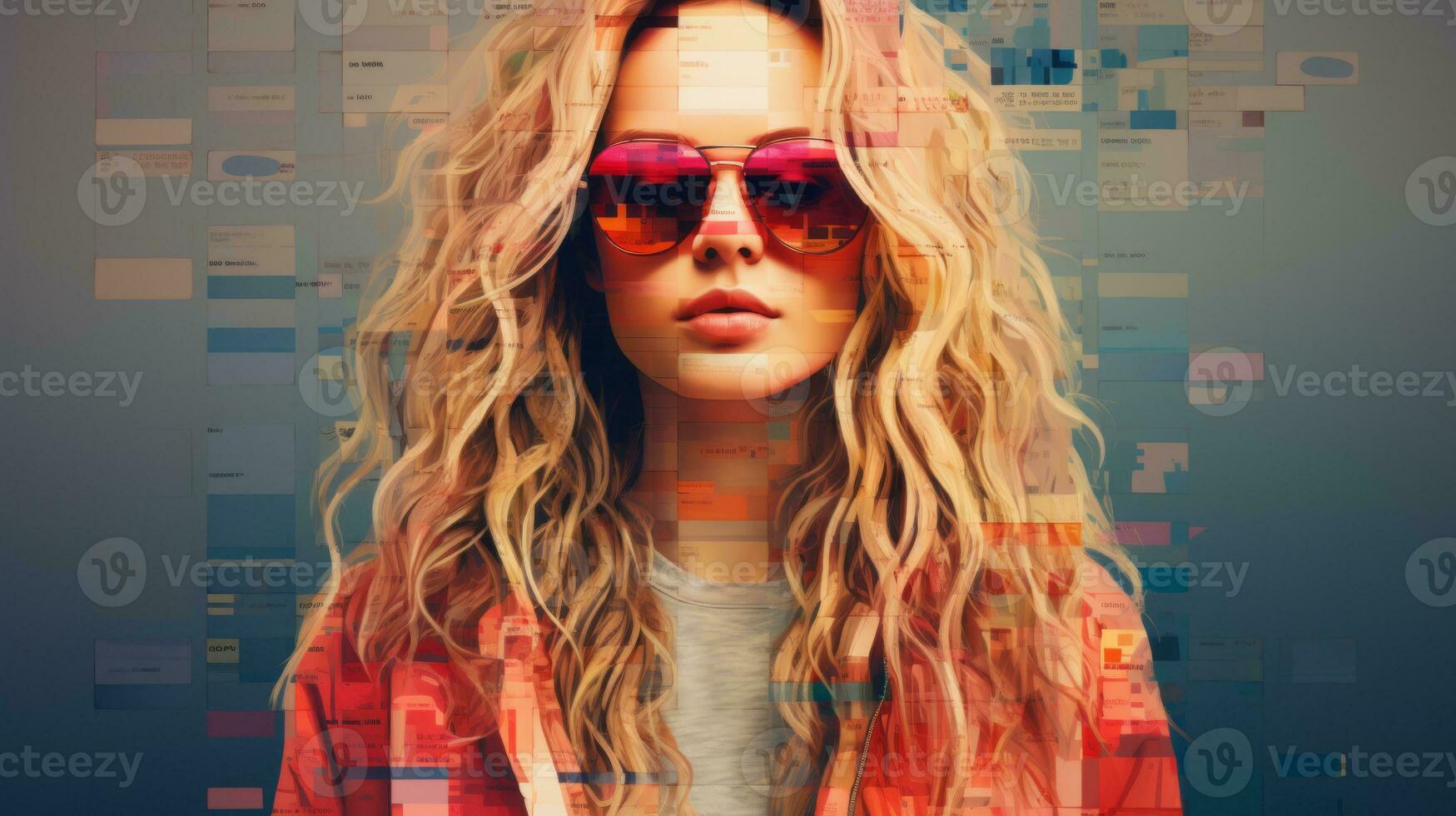 an image of a woman wearing sunglasses and a pink jacket generative ai photo