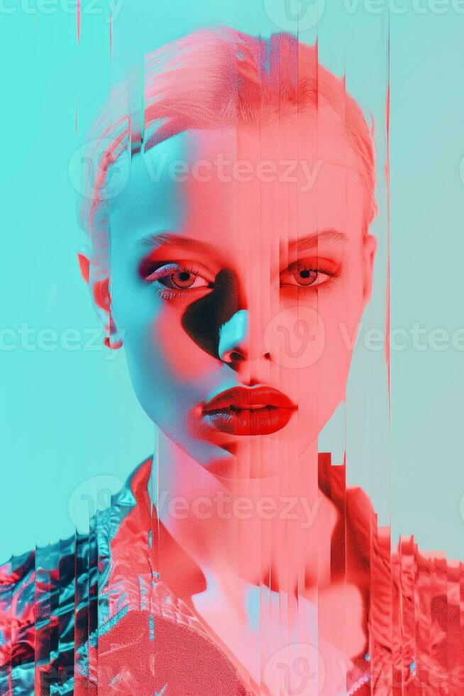 an image of a woman with a red lipstick generative ai photo